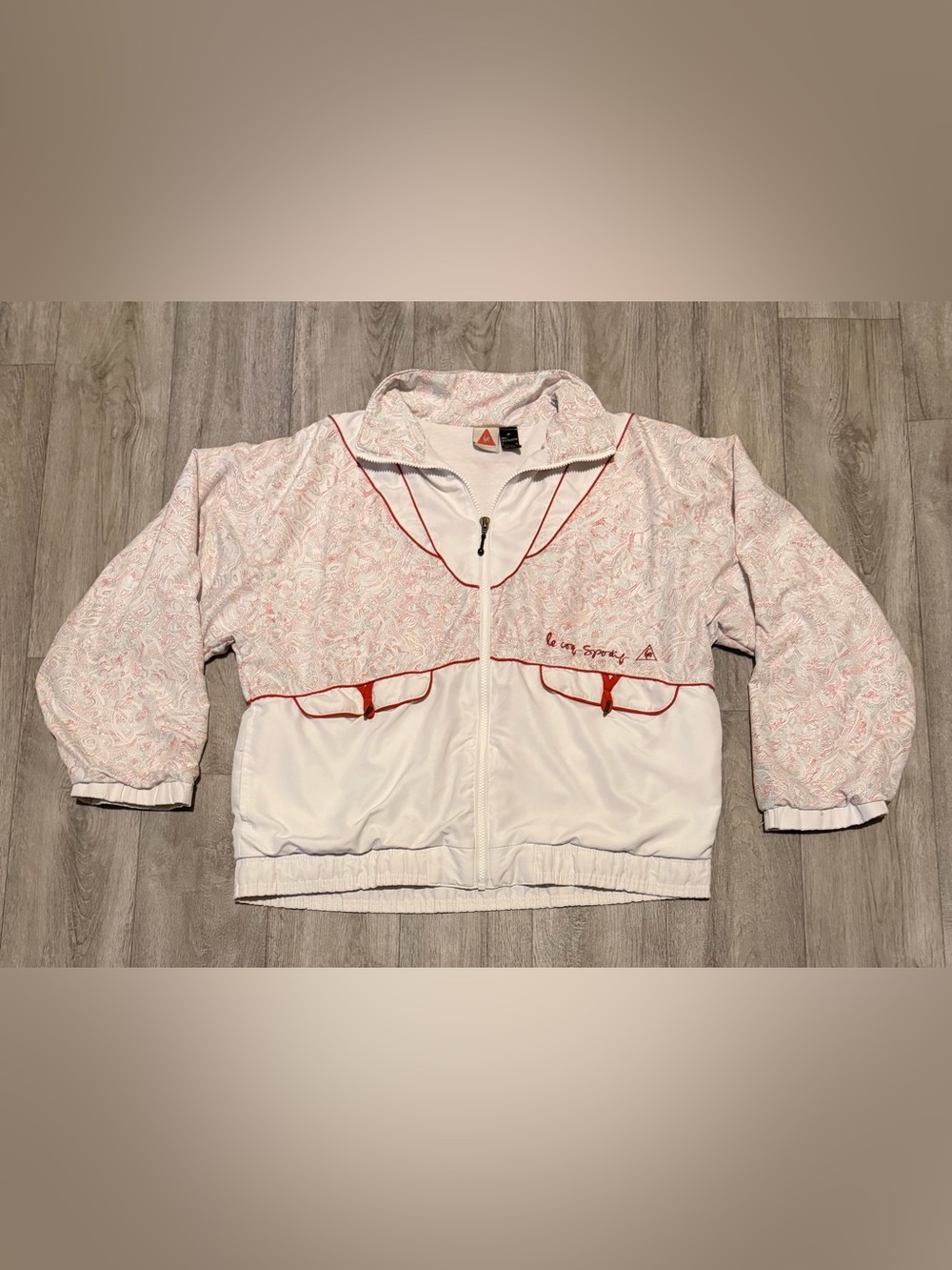 Vintage Le Coq Sportif Size Medium Full Zip Lined Windbreaker Jacket